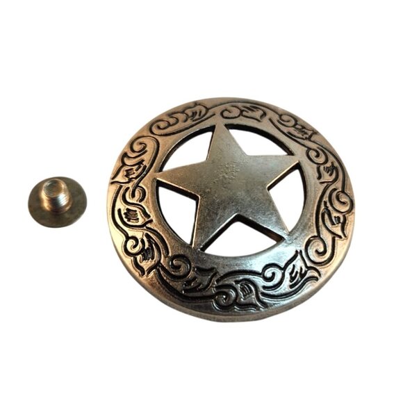 Western Star Conchos Set Silver Tone Screw Back 1 Inch Leather Craft Supply - Picture 5 of 5